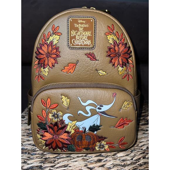 Loungefly Nightmare Before Christmas Zero Fall Floral Zero Mini Backpack Set - Picture 2 of 9
